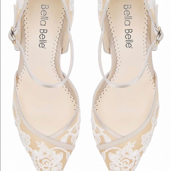 Bella Belle Ivory Lace Heels D'Orsay Wedding Shoes Size 11 - Picture 3 of 7